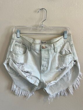 One Teaspoon Bandits Relaxed Fit Long Rise Button Fly Twisted Cuff Hem Short